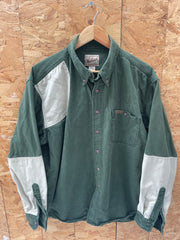 Vintage Woolrich Men's XL Green & Beige Long Sleeve Cotton Shooting Shirt