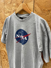 Vintage 90s Single Stitch NASA Graphic T-Shirt - Gray - Size L by Prairie Mountain