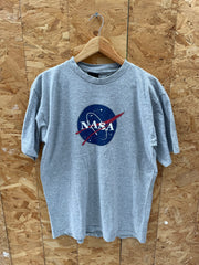 Vintage 90s Single Stitch NASA Graphic T-Shirt - Gray - Size L by Prairie Mountain