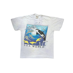 Vintage 90s SeaWorld Whale Graphic Single Stitch Off -White T-Shirt M