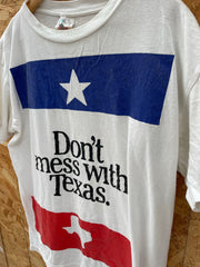 Vintage 90s XL White 'Don't Mess With Texas' Single Stitch T-Shirt