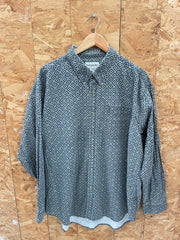 Vintage 90s Blue Gray Geometric Repeat Pattern Long Sleeve Shirt Size XXL by Sedgefield