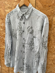 Vintage 90s Men's Gray Blue Abstract Print Long Sleeve Ugly Shirt L by Jean Chatel