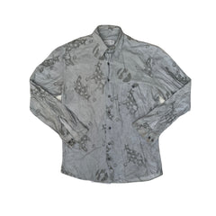 Vintage 90s Men's Gray Blue Abstract Print Long Sleeve Ugly Shirt L by Jean Chatel