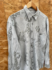 Vintage 90s Men's Gray Blue Abstract Print Long Sleeve Ugly Shirt L by Jean Chatel