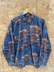 Vintage Y2K Blue Hunting Ducks Print Long Sleeve Quirky Shirt XXL by Outdoor Life