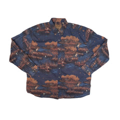 Vintage Y2K Blue Hunting Ducks Print Long Sleeve Quirky Shirt XXL by Outdoor Life