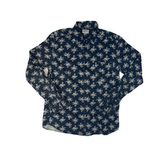 Vintage Y2K Crocker Athletic M Floral Button-Down Shirt - Navy/White