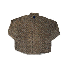 Vintage 90s Grungy Brown Leaf Print Long Sleeve Shirt Men's XXL by Catalina