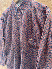 Vintage 90s Ivy Crew Men's L Paisley Print Long Sleeve Button Down Shirt
