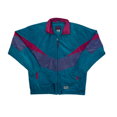 Vintage 90s Crazy Velour Jacket Teal Purple Red XL by McKee's Sportwear