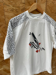 Vintage 90s Single Stitch White Graphic T-Shirt Size M