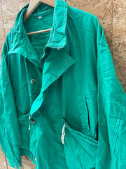 Vintage 80s Vibrant Green Lightweight Day Jacket with Pockets Size L