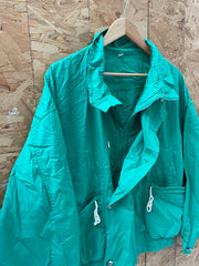 Vintage 80s Vibrant Green Lightweight Day Jacket with Pockets Size L