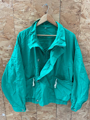 Vintage 80s Vibrant Green Lightweight Day Jacket with Pockets Size L
