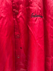 Vintage 80s Ruby's Place 8 Ball Red Satin USA Baseball Jacket - Size XL