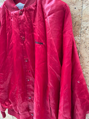 Vintage 80s Ruby's Place 8 Ball Red Satin USA Baseball Jacket - Size XL