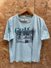 Vintage 90s Thrashed Single Stitch Anvil Golf T-Shirt - Light Green - Size L