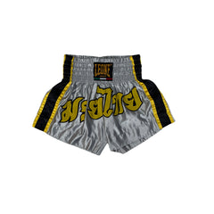 Leone 1947 Muay Thai Shorts Silver/Yellow/Black Size M/S
