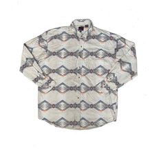 Vintage 90s Roper Western Shirt, Size 2XL, Beige White Aztec Southwestern Print