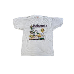 Vintage 90s Single Stitch Bahamas Map Graphic T-Shirt - Size XL - White