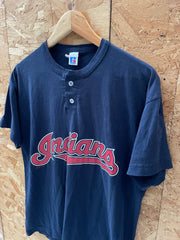 Vintage Russell Athletic Cleveland Indians Baseball T-Shirt  Size M Navy