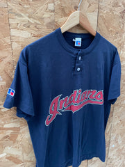 Vintage Russell Athletic Cleveland Indians Baseball T-Shirt  Size M Navy