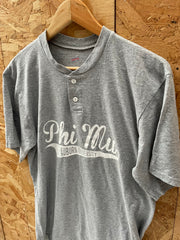 Soffe Large Gray Phi Mu Auburn University Henley T-Shirt