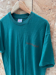 Vintage 90s Single Stitch Hanes XL Dark Green T-Shirt Graphic Tee
