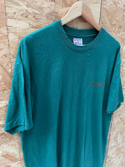 Vintage 90s Single Stitch Hanes XL Dark Green T-Shirt Graphic Tee