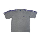 Vintage ASICS Grey & Purple Tape Detail Short Sleeve T-Shirt Size L