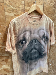 Vintage The Mountain Mens Size M Beige Pug Tie Dye T-Shirt