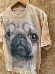 Vintage The Mountain Mens Size M Beige Pug Tie Dye T-Shirt