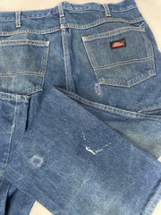 Vintage 90s Dickies Distressed Denim Carpenter Jeans 34x32 Work Pants