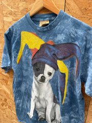 Vintage The Mountain M Blue Tie Dye Dog T-Shirt