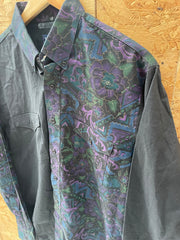 Vintage 90s Wrangler Men's XL Tall Floral Print Cowboy Western Shirt