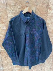 Vintage 90s Wrangler Men's XL Tall Floral Print Cowboy Western Shirt