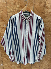 Vintage Reed James Loafers White Striped Preppy Shirt Mens L