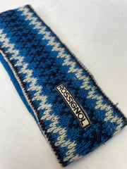 Vintage Rossignol Blue & White Knit Ski Headband Winter Sports 90s