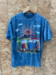 Vintage The Mountain Men's L Blue Grungy Tie Dye Hippy Bus T-Shirt