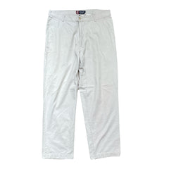 Chaps Mens W34 L32 Beige Casual Flat Front Chino Loose Fit Pants