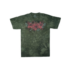 Vintage The Mountain M Green Tie-Dye Floral Poinsettia T-Shirt