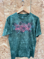 Vintage The Mountain M Green Tie-Dye Floral Poinsettia T-Shirt