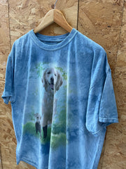 Vintage Tie-Dye T-Shirt - Dog Lamb Graphic - Blue - Size XL