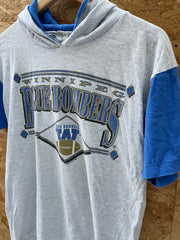 Vintage 80s Winnipeg Blue Bombers Hoodie T-Shirt Gray Blue Adult Size M