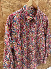 Vintage Alan Flusser Long Sleeve Paisley Ugly Crazy Shirt - Size XL