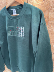 Vtg Gildan L Dark Green Vermont Crewneck Sweatshirt Sweater Embroidery