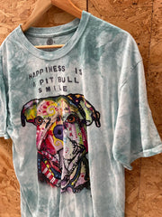 Vintage The Mountain XL Pitbull Tie Dye Blue T-Shirt - Happiness is a Pitbull Smile