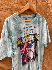 Vintage The Mountain XL Pitbull Tie Dye Blue T-Shirt - Happiness is a Pitbull Smile