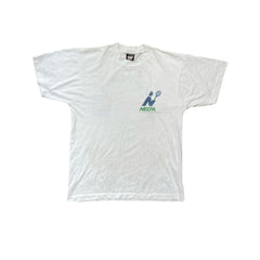 Vintage 90s Single Stitch Tennis T-Shirt - Size L - White - Graphic Tee